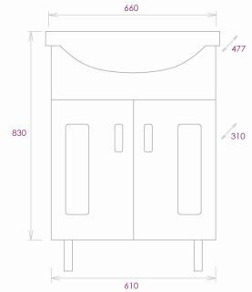 Напольная тумба под раковину Onika Кристалл 106545 65см белый